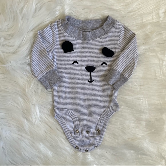 Carter's Other - 🔴Carter’s Newborn Baby Boy Gray & White Striped  Little Bear Onesie 💙